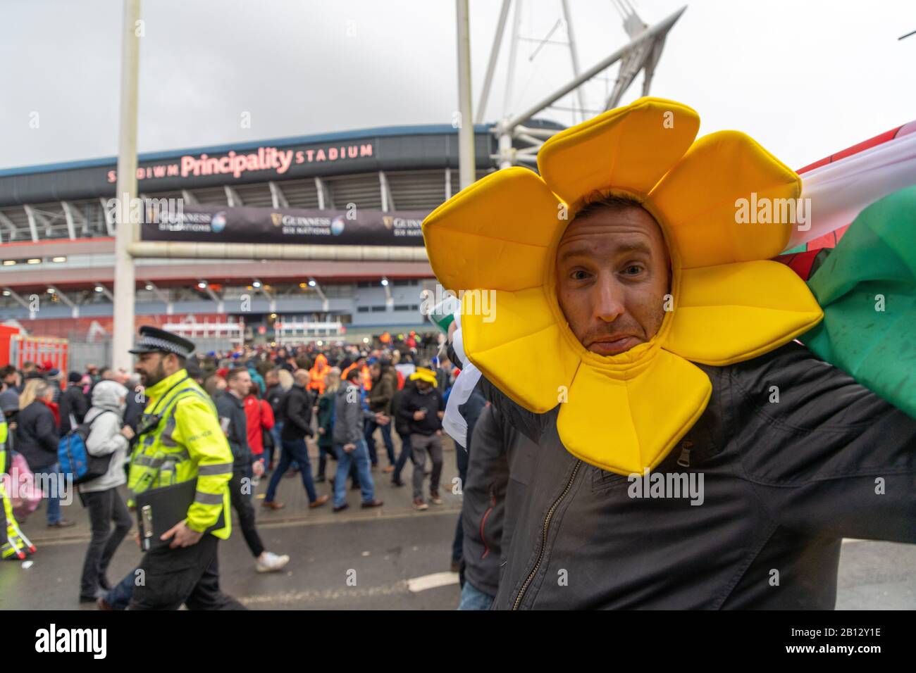 Principauté Stadium, Cardiff, Pays De Galles, Royaume-Uni. 22 février 2020. Six nations Rugby, France et Pays de Galles fans avant les jours de six nations affrontement où la France continue de chainer le Grand Chelem. Crédit: Haydn Denman/Alay Live News Banque D'Images