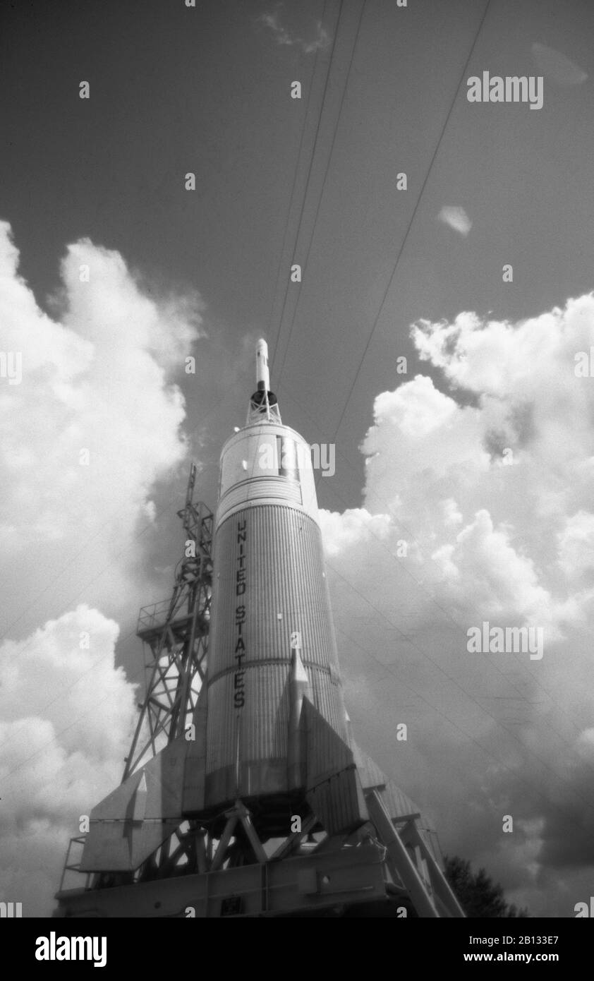 Vintage Space Age Rockets au Rocket Park à Houston, Texas, États-Unis Banque D'Images