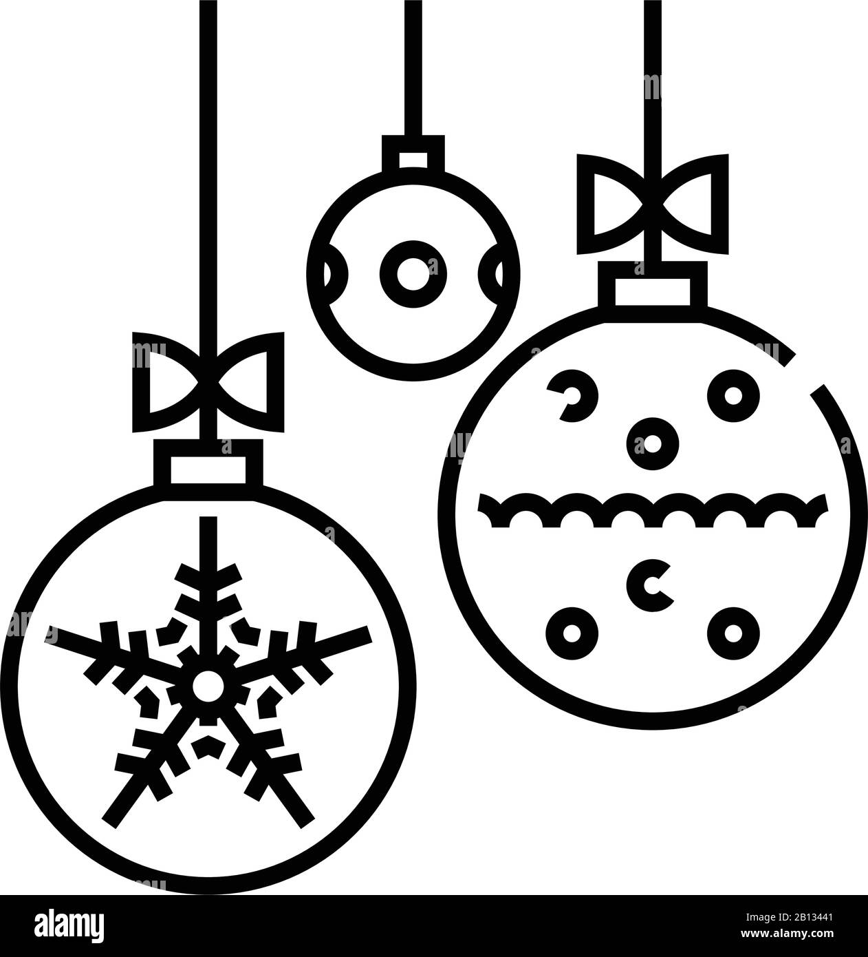 Icône de ligne de boules de Noël, signe de concept, illustration vectorielle de contour, symbole linéaire. Illustration de Vecteur