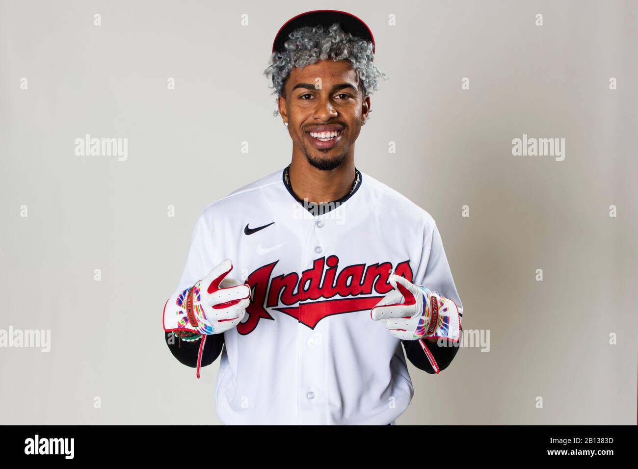 Cleveland Indians shortstop Francisco Lindor pose pour un portrait pendant la journée de photo le mercredi 19 février 2020 à Goodyear, Arizona, États-Unis. (Photo par IOS/ESPA-Images) Banque D'Images