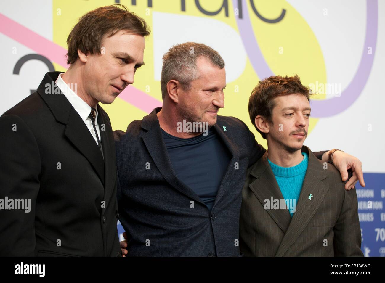 Lars Eidinger, Vadim Perelman et Nahuel Perez Biscayart lors de la conférence de presse pour le film Persian Lessons au 70ème Festival international du film Berlinale, le samedi 22 février 2020, Hôtel Grand Hyatt, Berlin, Allemagne. Crédit Photo: Doreen Kennedy Banque D'Images