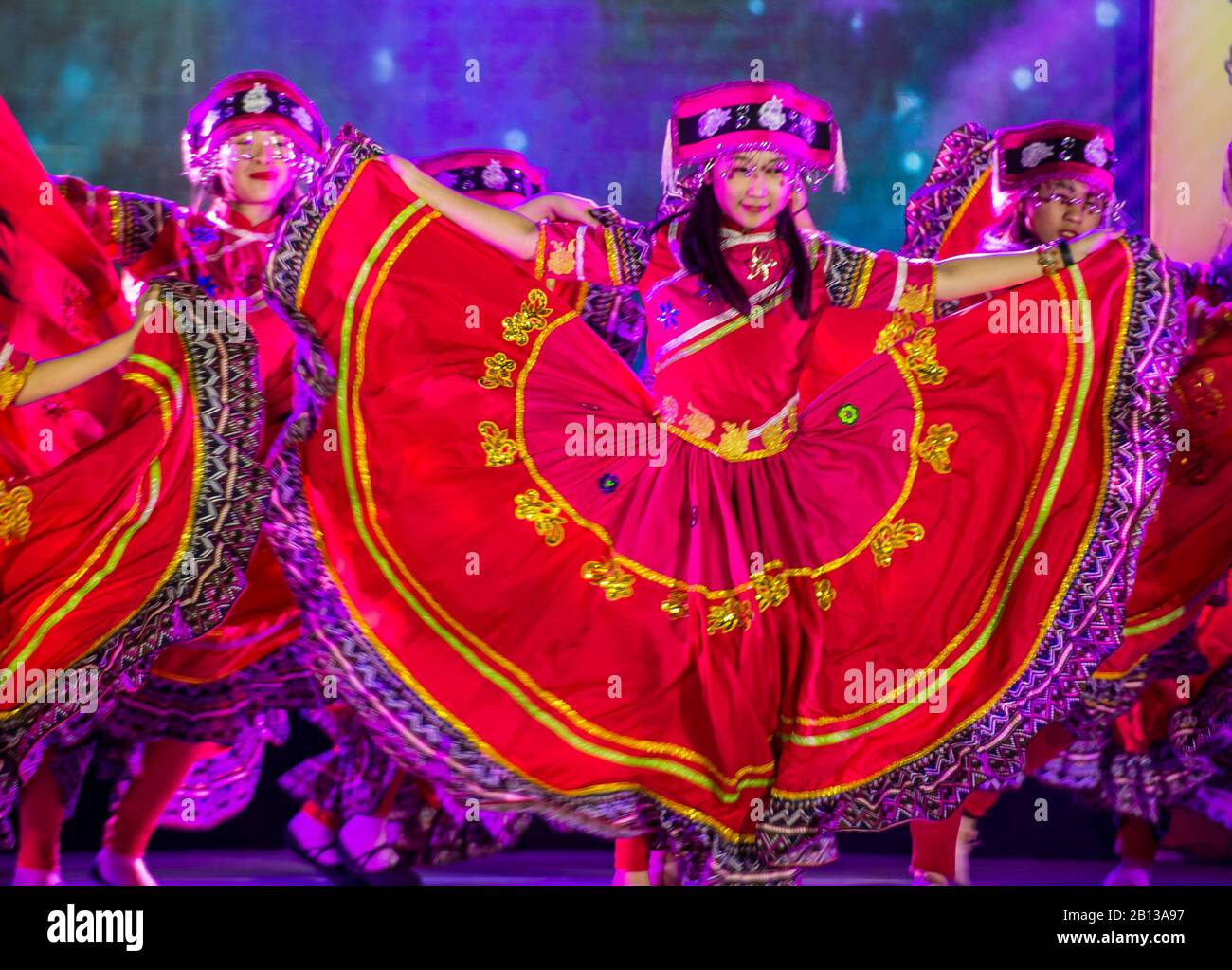 Danse populaire chinoise à Chinatown Manille les Philippines Banque D'Images