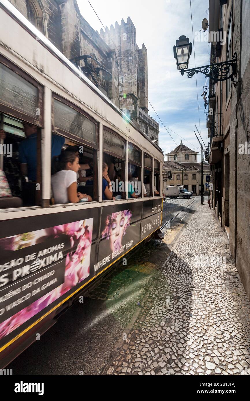 Tram 28, Lisbonne, Portugal, Europe Banque D'Images