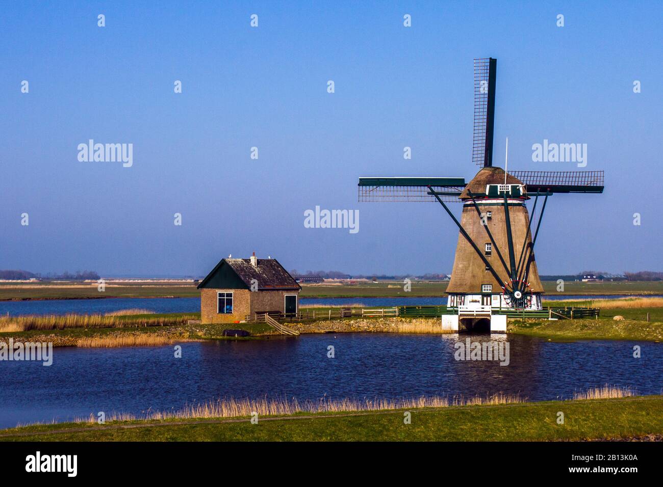 Moulin sur Texel près d'Oost, Pays-Bas Banque D'Images