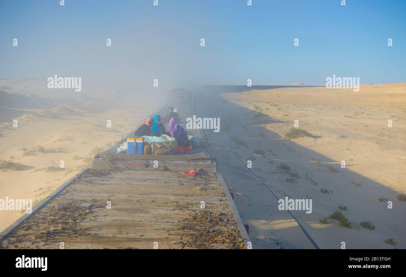 Le train le plus long au monde, de Zerouat à Nouadibhu, Mauritanie, Banque D'Images