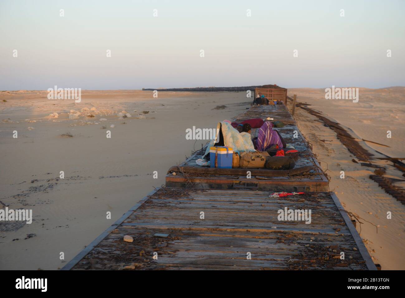 Le train le plus long au monde, de Zerouat à Nouadibhu, Mauritanie, Banque D'Images