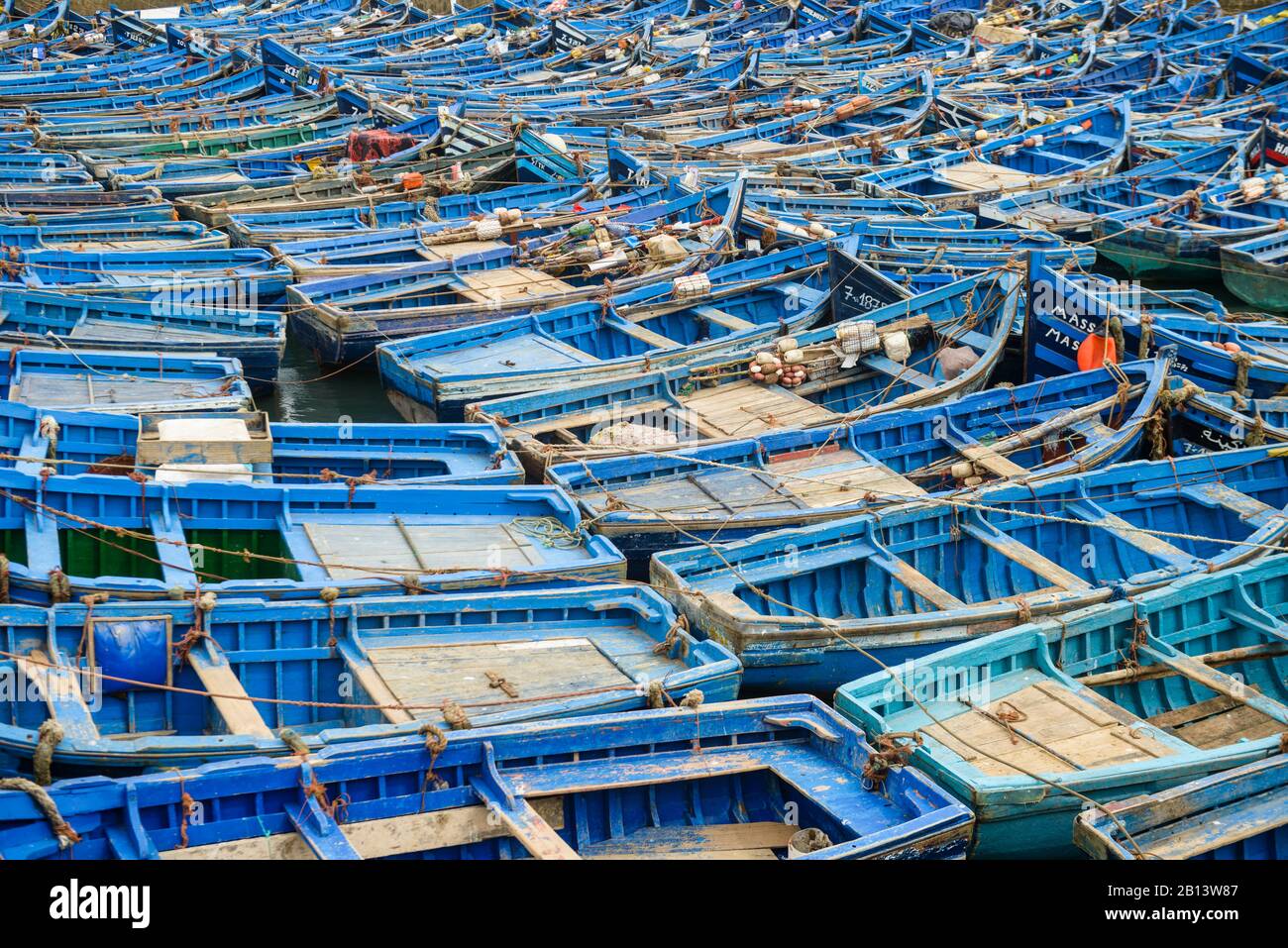 Parking Bateau, Essaouira, Maroc Banque D'Images