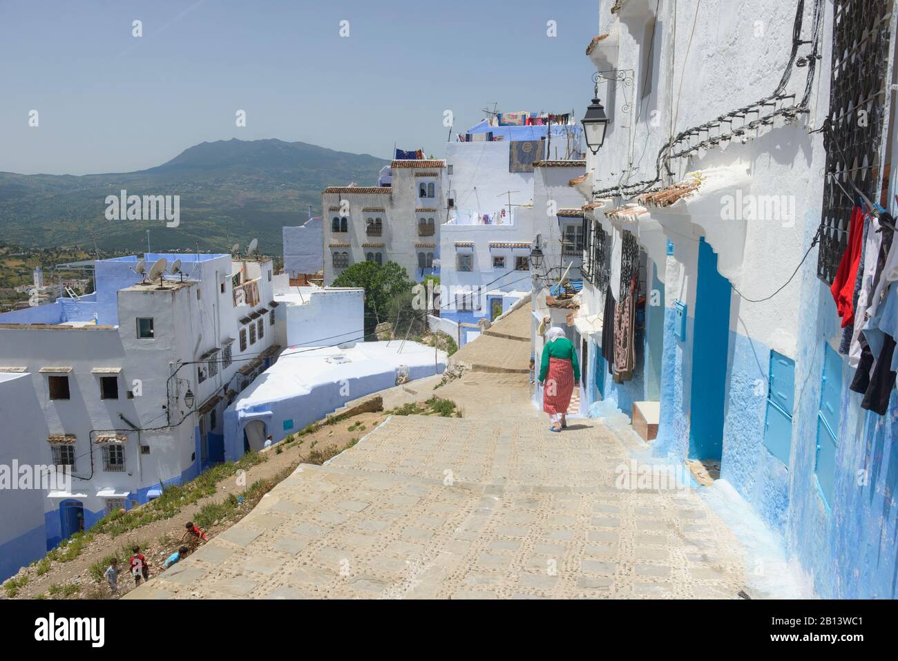 Rues et ruelles de la Médina de Chefchaouen, Maroc Banque D'Images
