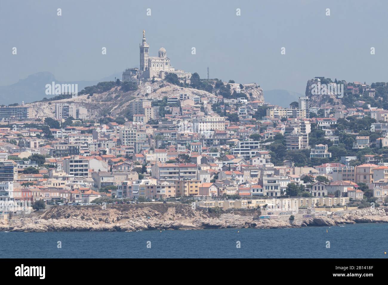 Notre Dame de la Garde de la mer Banque D'Images