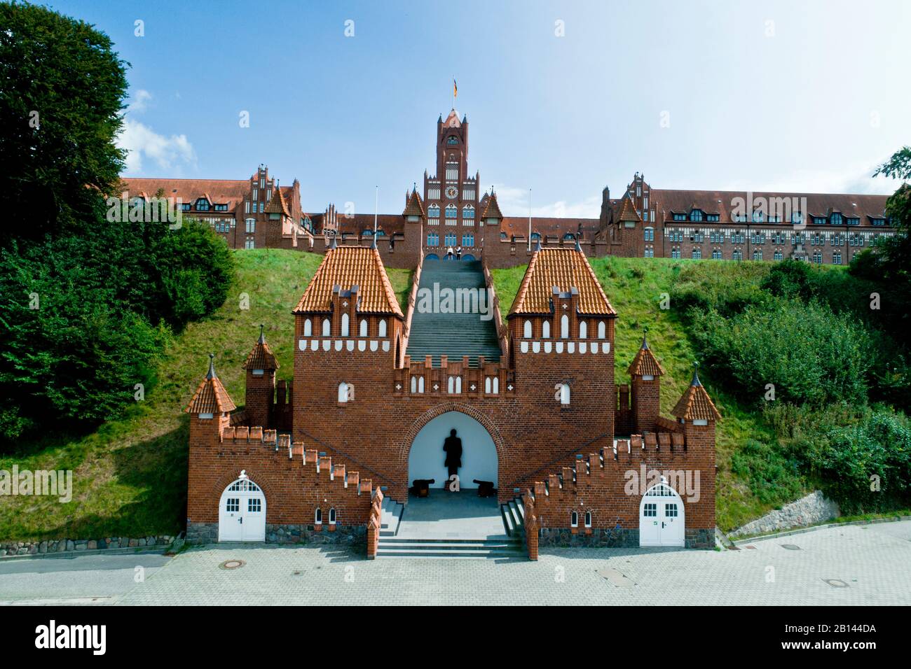 Photo aérienne de l'école navale de Mürwik, Flensburg, mer Baltique, Allemagne Banque D'Images