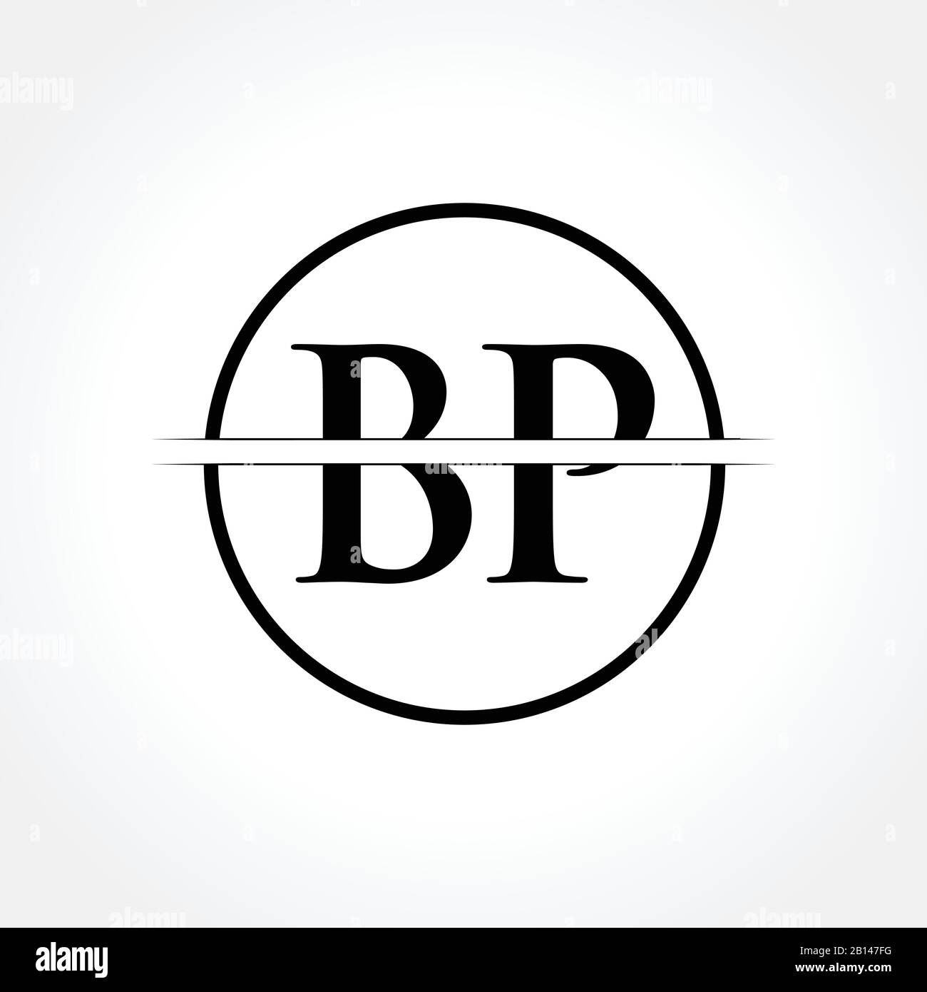 Logo Initial Black Letter Bp Avec Modèle Vectoriel De Typographie Creative Circle. Création Résumé Lettre Bp Logo Design Illustration de Vecteur