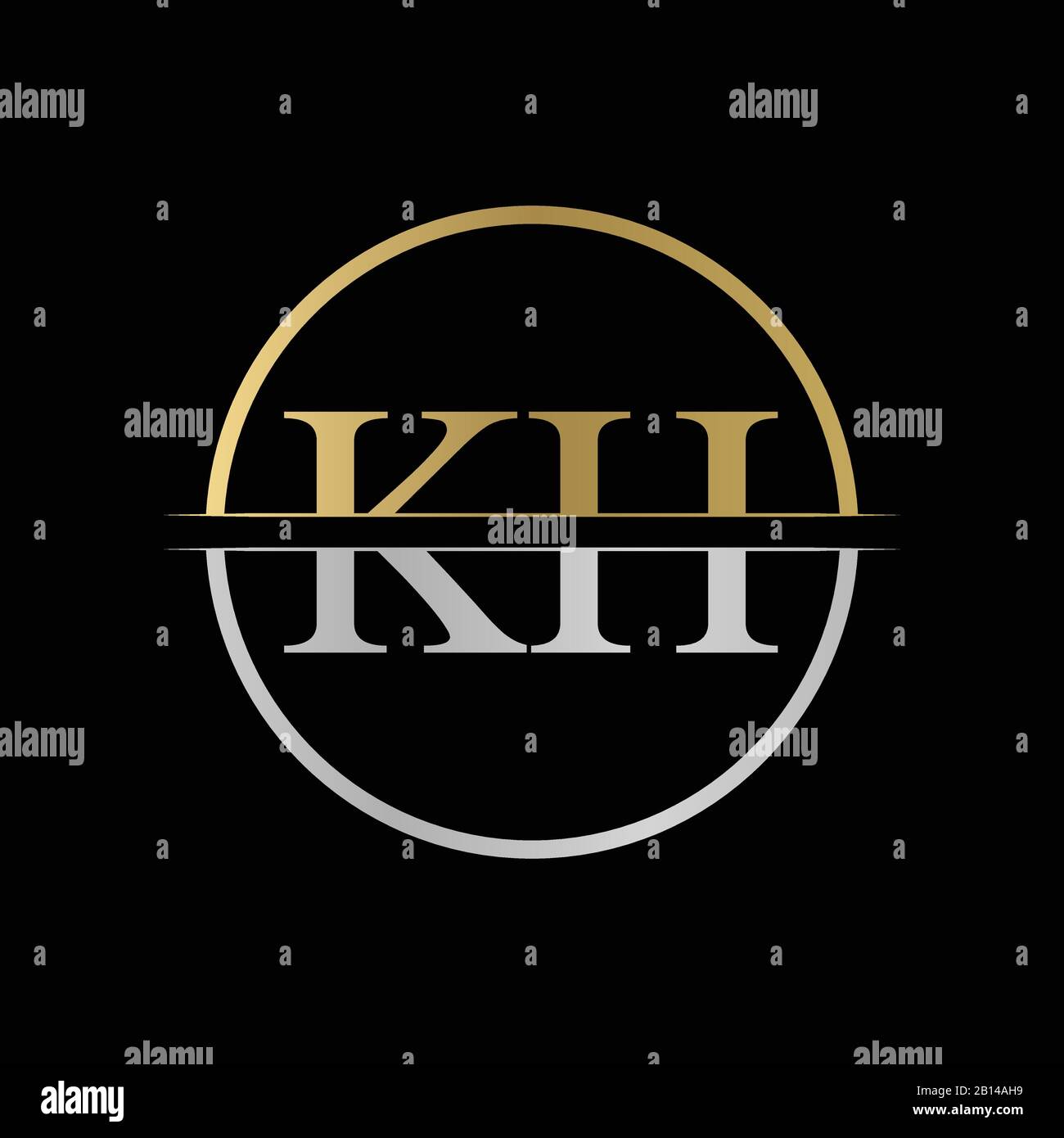 Illustration du vecteur de conception initiale du logo KH lettre. Motif de logo KH lettre abstraite Illustration de Vecteur