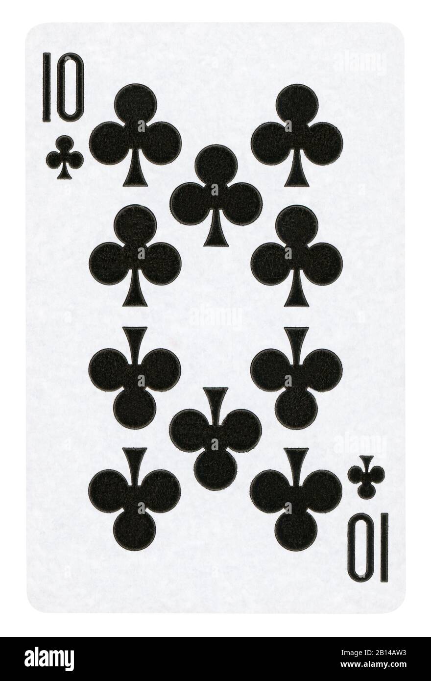 Dix Clubs de Vintage playing card - isolated on white (chemin inclus) Banque D'Images