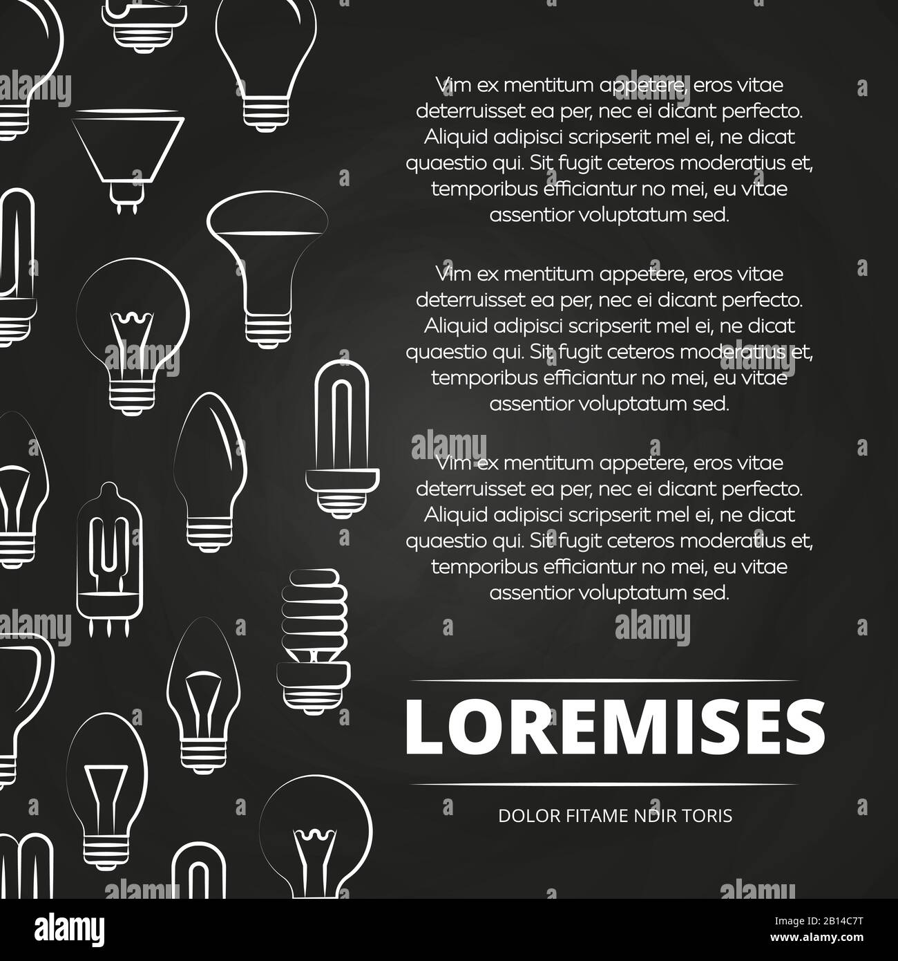 Affiche de tableau de surveillance avec ampoules. Dessin de la lampe sur le tableau noir, illustration vectorielle Illustration de Vecteur