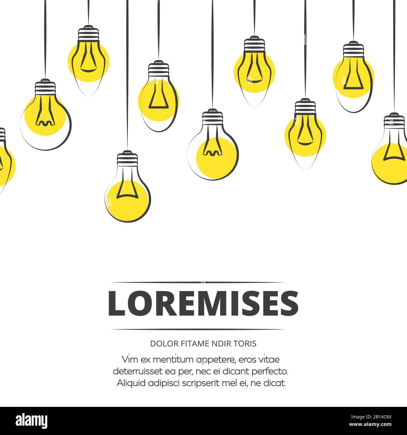 Conception de fond des ampoules tracées à la main. Bannière avec lampe idée de gribouille. Illustration vectorielle Illustration de Vecteur