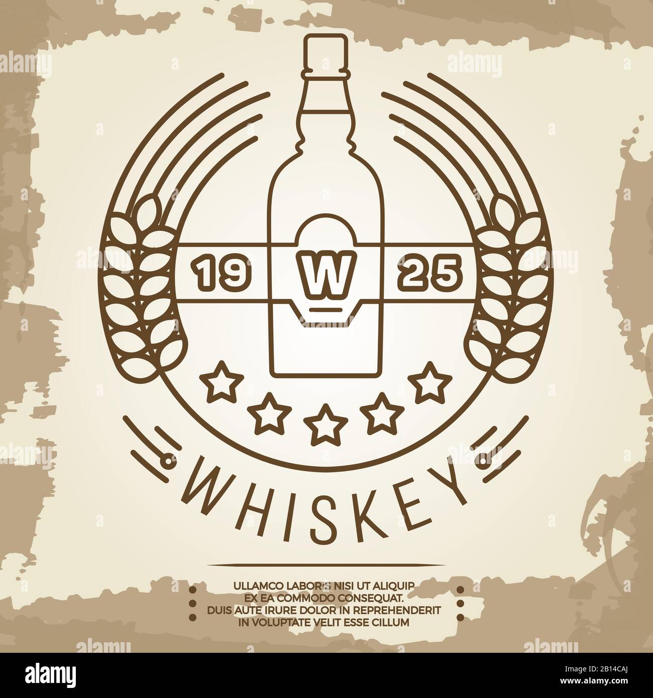 Motif vintage en forme de whisky - affiche rétro pour boissons. Logo rétro linéaire Whiskey. Illustration vectorielle Illustration de Vecteur