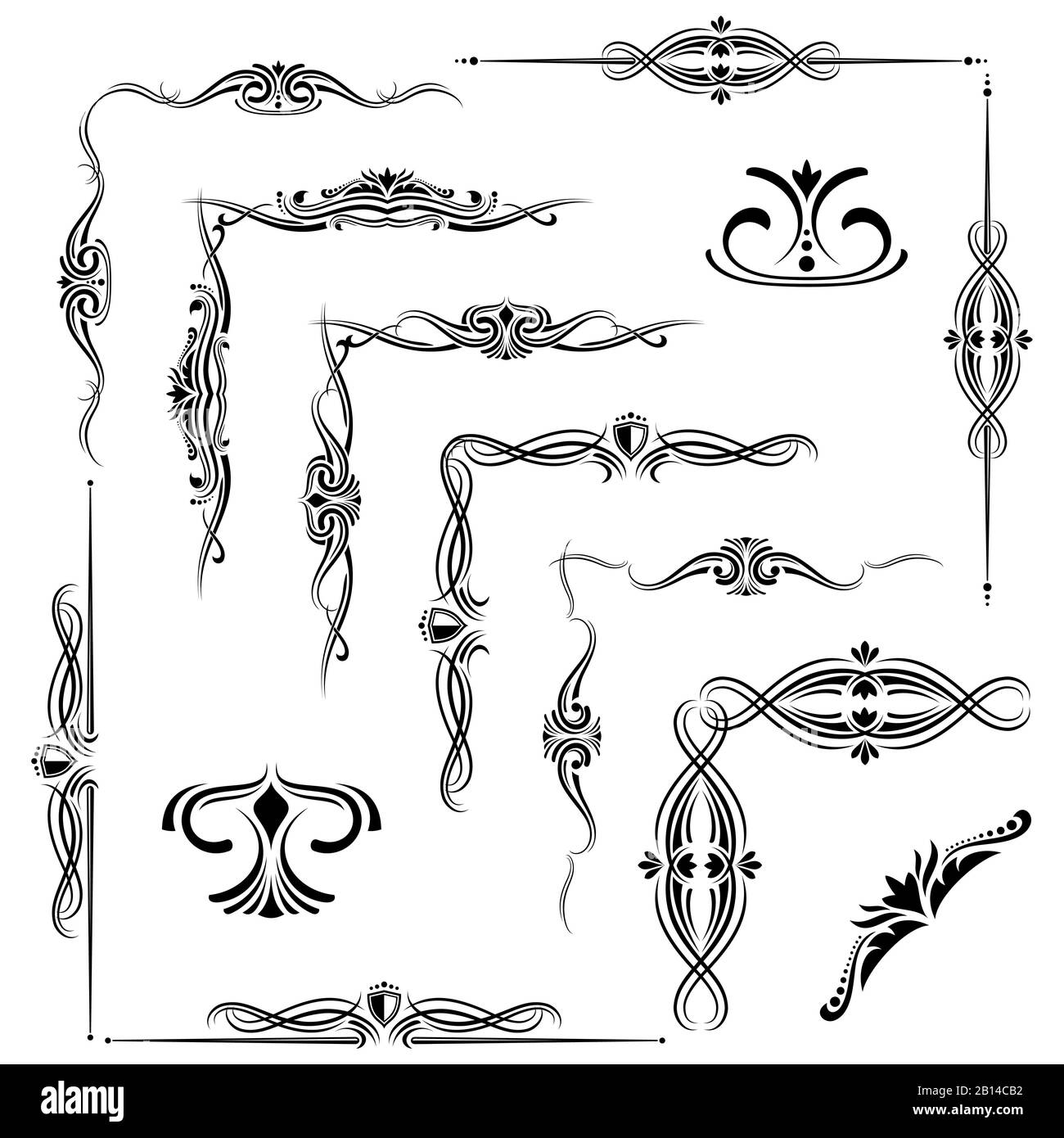 Fleurir des éléments décoratifs, ornement des frontières isolées sur blanc. Illustration vectorielle Illustration de Vecteur
