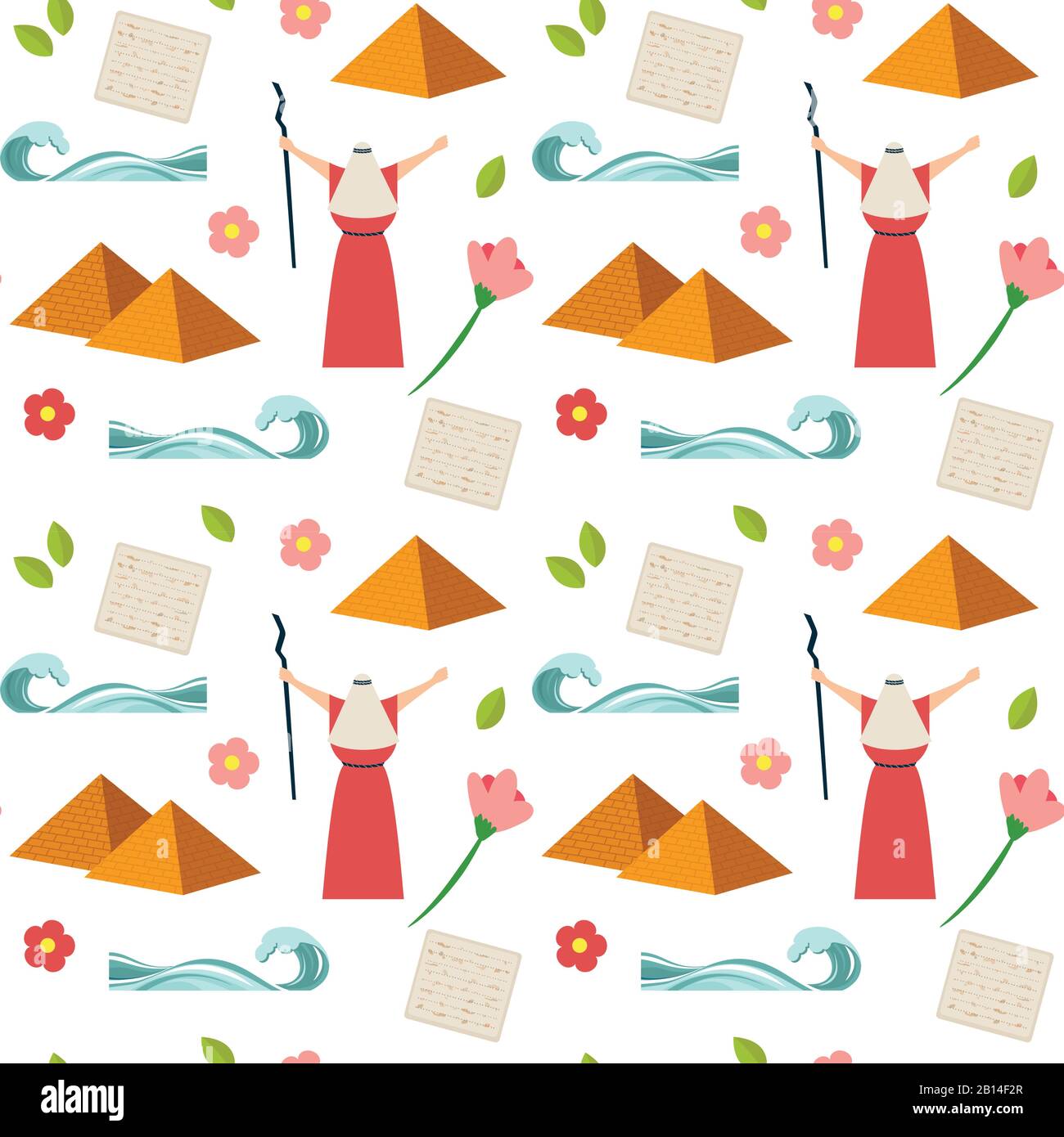 Motif de Pâque sans couture. Invitation, modèle de carte de vœux ou prospectus de Noël de Seder pesach. Moïse mer séparée pour les vacances de la pâque, conception plate Illustration de Vecteur