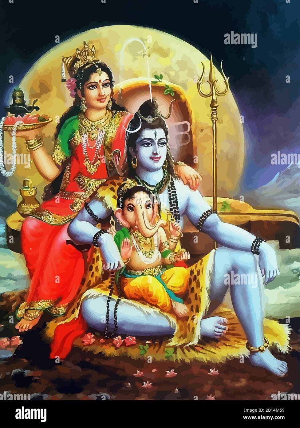 Saraswati Saint hindisme pouvoir seigneur shiva spirituel ganesha illustration de lune Banque D'Images