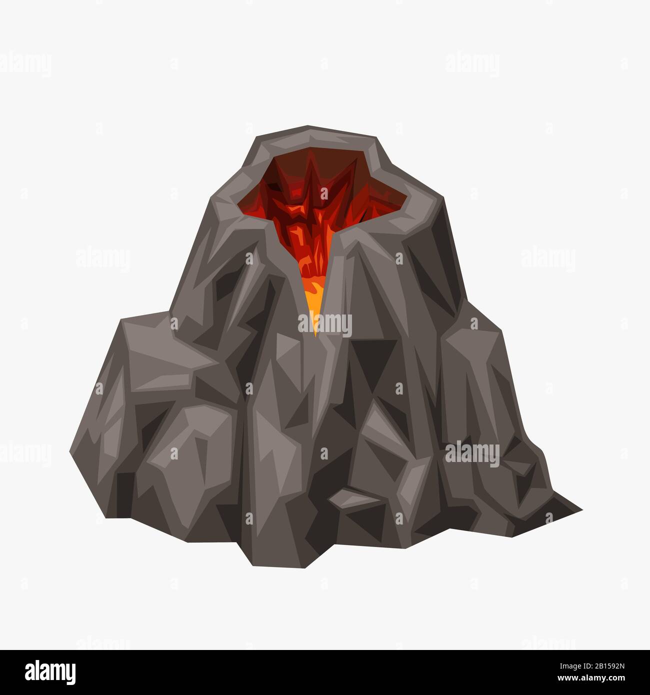 volcan de dessin animé isolé sur blanc Illustration de Vecteur