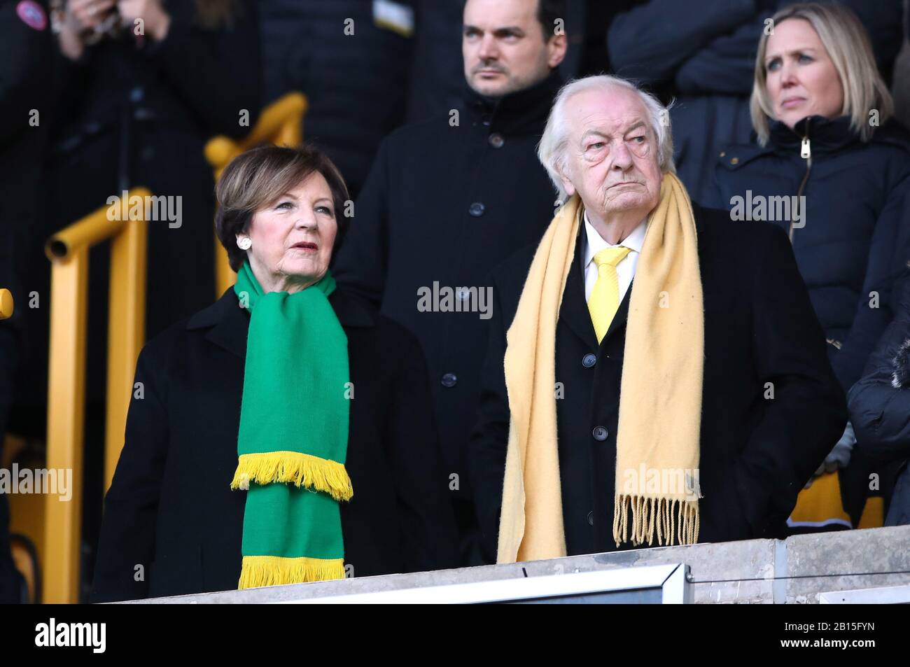 Les actionnaires de Norwich City, Delia Smith et Michael Wynn-Jones, lors du match de la Premier League à Molineux, Wolverhampton. Banque D'Images