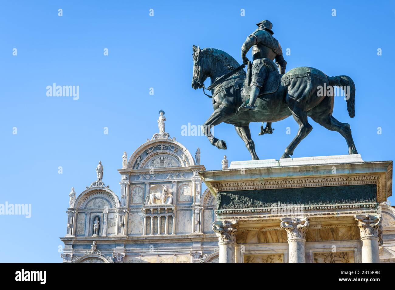 Statue De Bartolomeo Colleoni, Venise, Italie. Monument Renaissance du XVe siècle sur Campo Santi Giovanni dans le centre de Venise. Ancienne place de Venise dans Banque D'Images