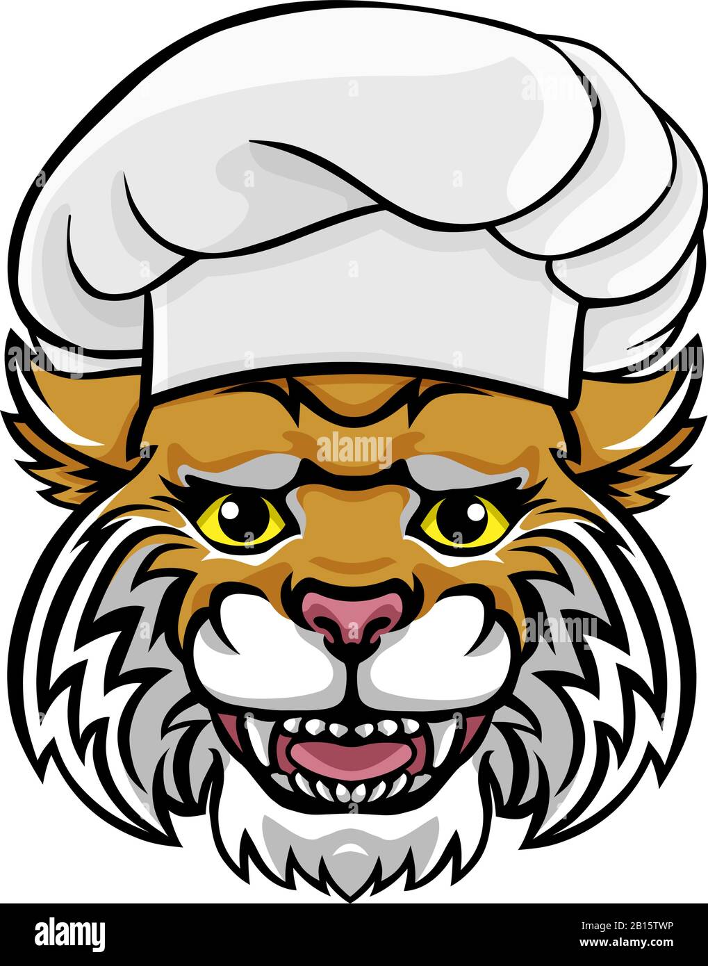 Personnage Mascotte Chef Wildcat Illustration de Vecteur