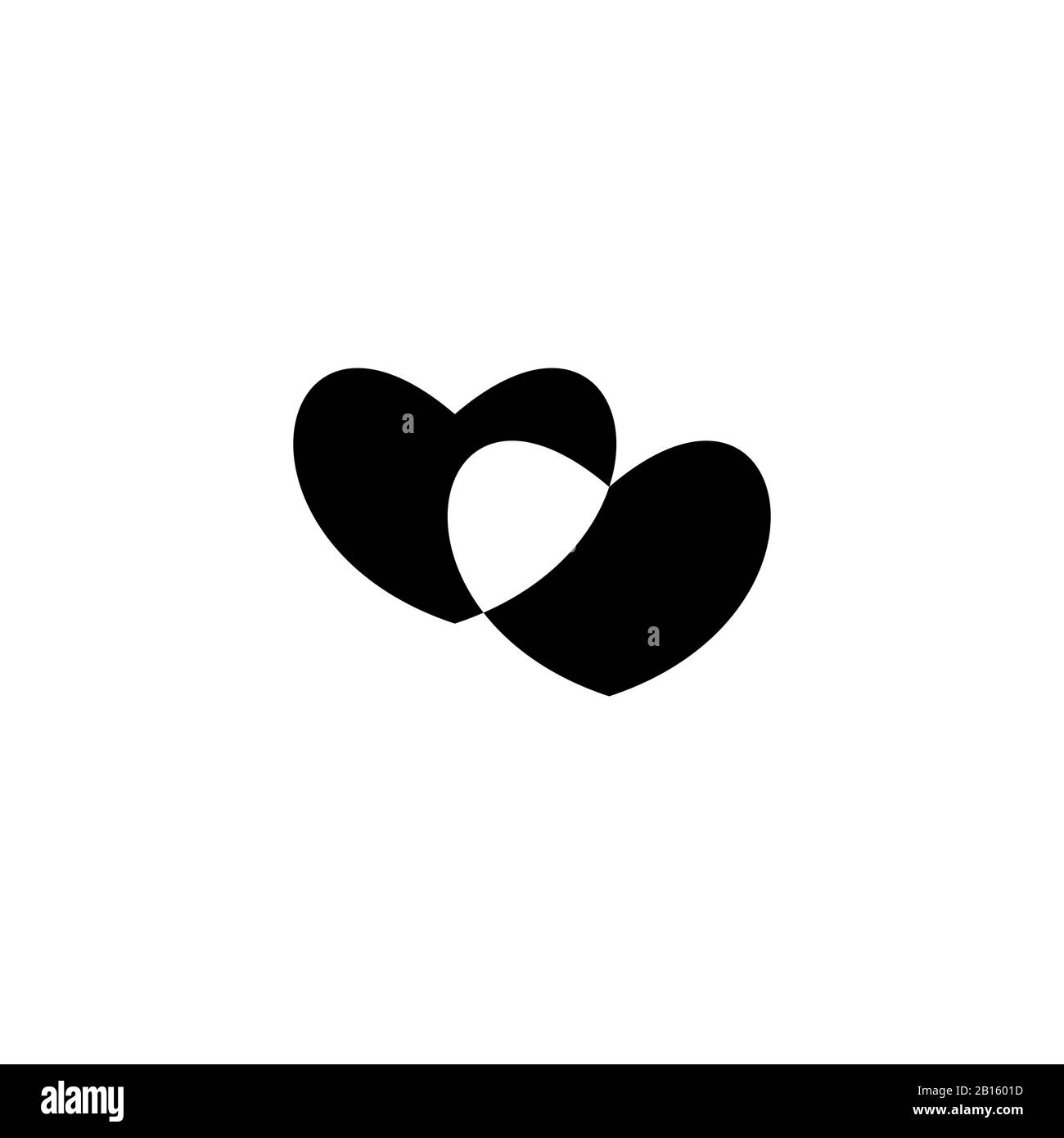 Deux coeurs non peints s'entrecroisent. Joyeuses fêtes de Saint Valentin et des éléments de design de mariage. Icône romantique isolée en arrière-plan. Symbole d'amour. Vec Illustration de Vecteur
