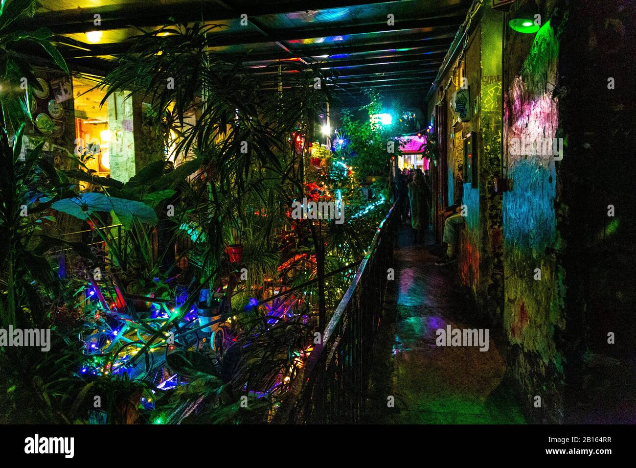 Simplila Kert ruine bar à l'intérieur d'une ancienne usine abandonnée, Budapest, Hongrie Banque D'Images