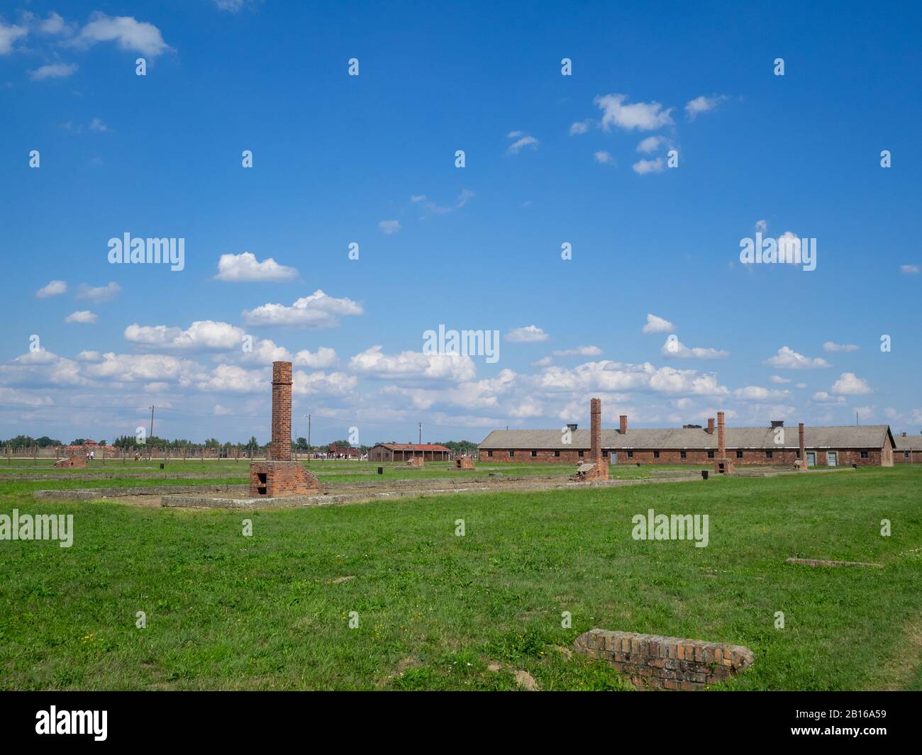 Vue générale du camp de concentration d'Auschwitz II Banque D'Images