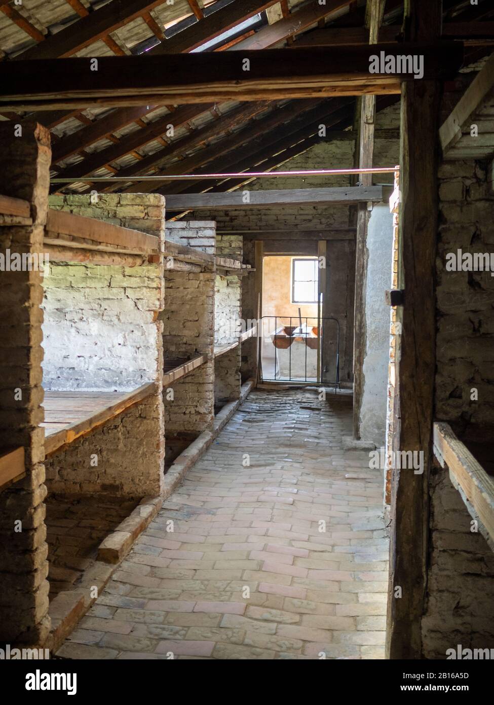 Barrack de camp de concentration Auschwitz II Banque D'Images