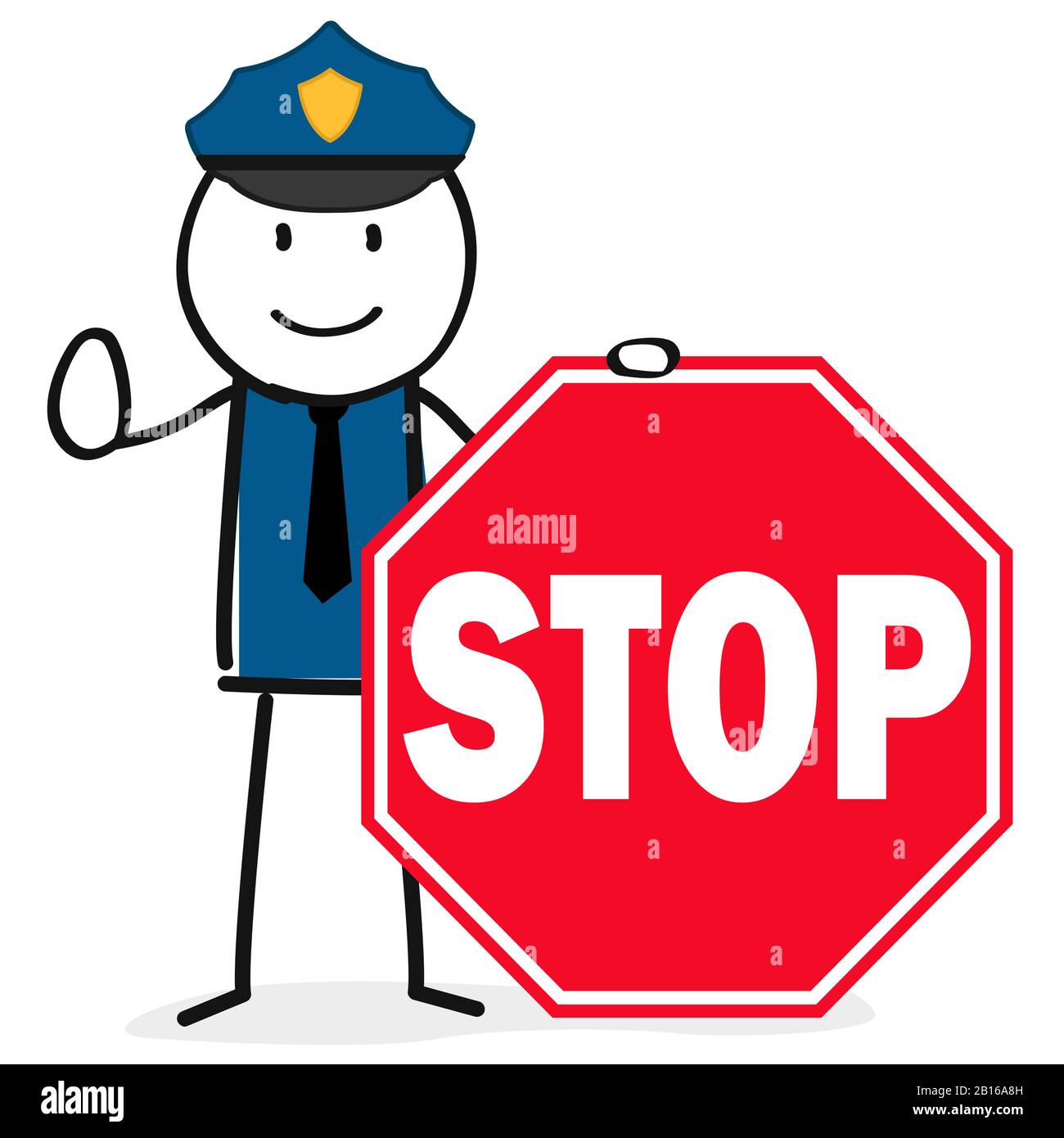 agent de police avec panneau d'arrêt Illustration de Vecteur