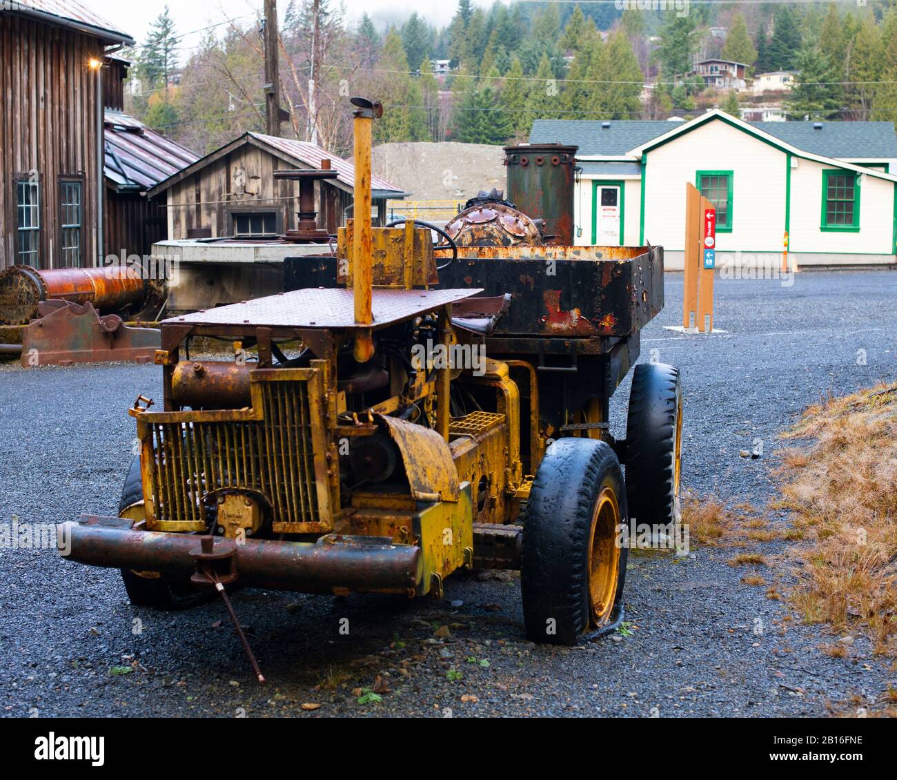 Ancien camion-benne au Britannia Mine Museum à Britannia Beach, Colombie-Britannique, Canada Banque D'Images