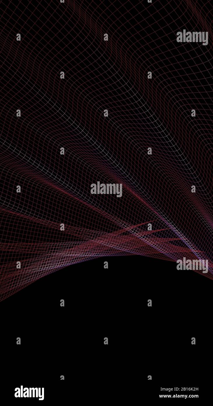 Surface de grille violette sur fond noir - illustration du rendu tridimensionnel Banque D'Images