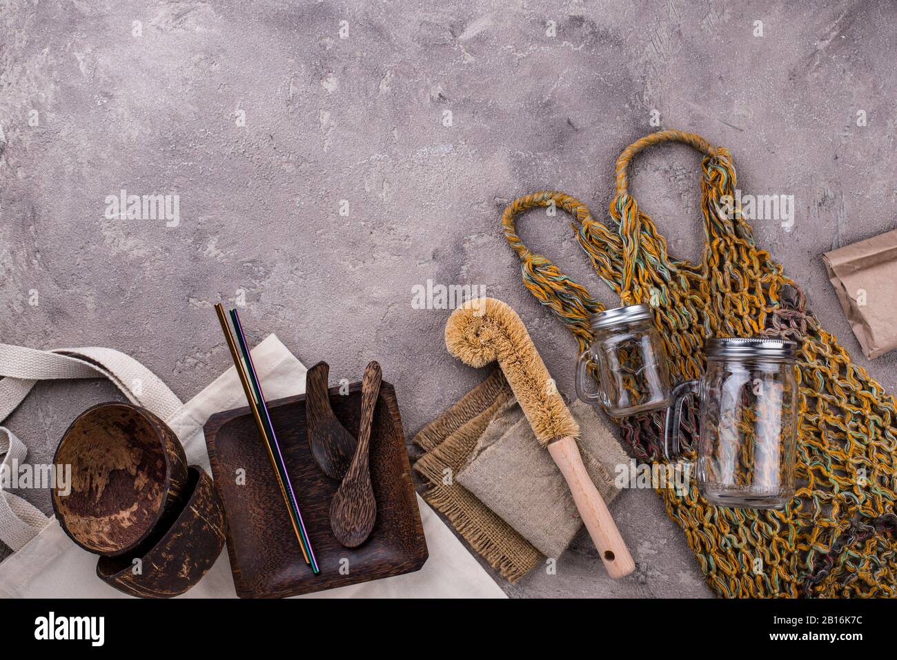 Accessoires écologiques pour la maison zéro déchet Banque D'Images