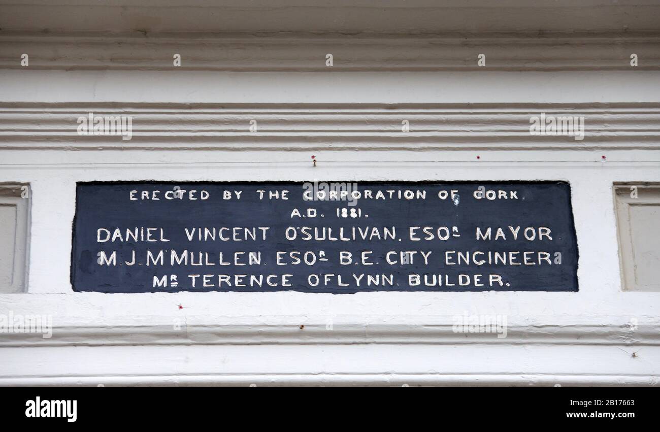 Plaque au marché anglais de Cork Banque D'Images