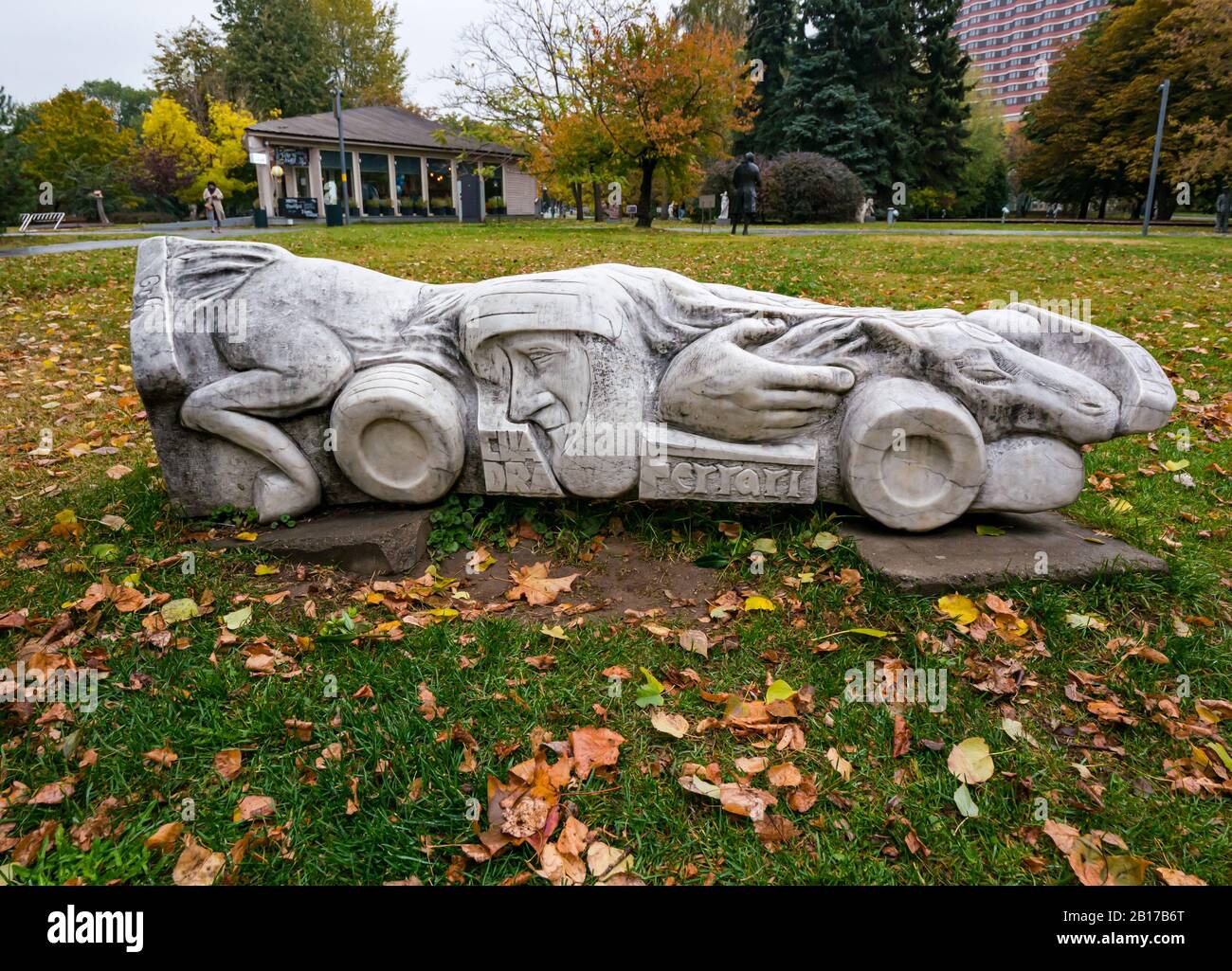 Ferrari Stone sculpture, Muzeon Art Park sculpture Park ou Parc des Héros Tombés, Moscou, Fédération de Russie Banque D'Images