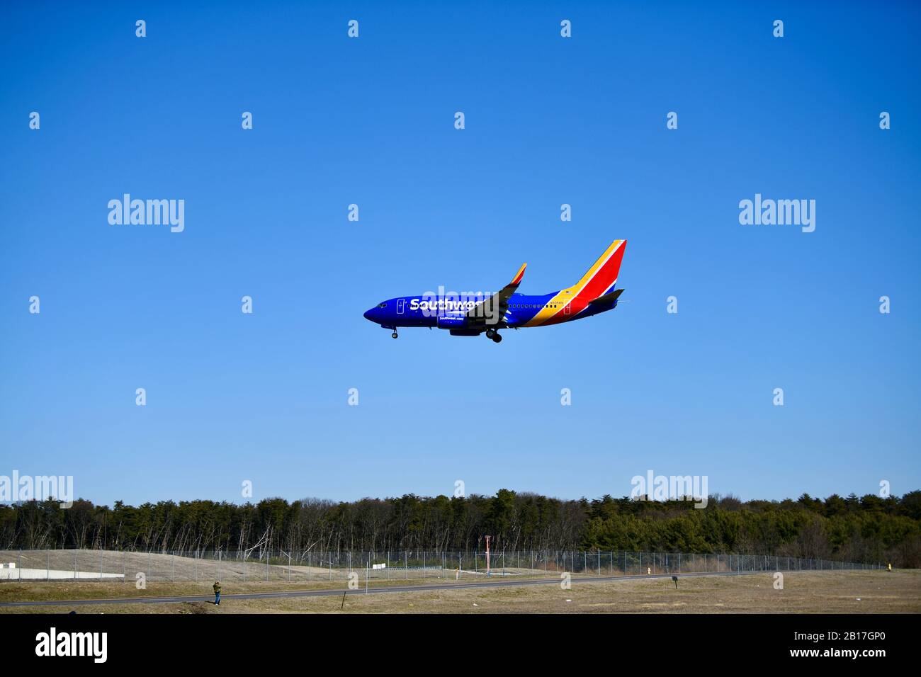 Vol de Southwest Airlines à l'aéroport international de Washington-Baltimore à, MD, États-Unis Banque D'Images