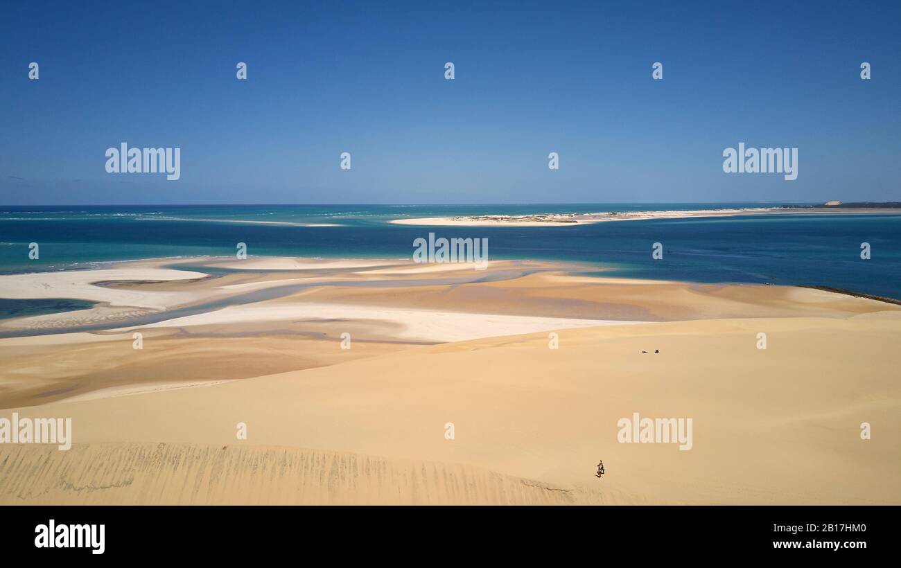 Mozambique, archipel de Bazaruto, vue aérienne des dunes de Bazaruto Banque D'Images