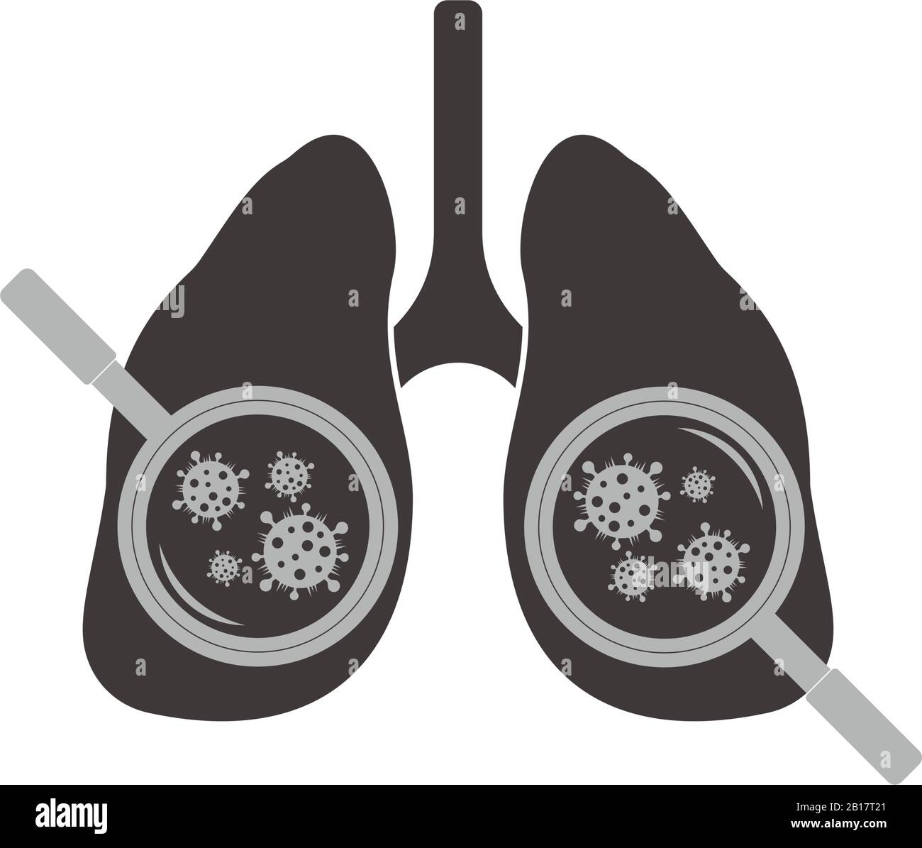 détecteur de virus de l'influenza poumons scanner vecteur de symbole de loupe Illustration de Vecteur