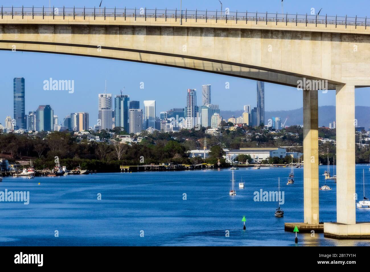 Australie, Queensland, Brisbane, vue sur la ville sur la rivière Brisbane Banque D'Images