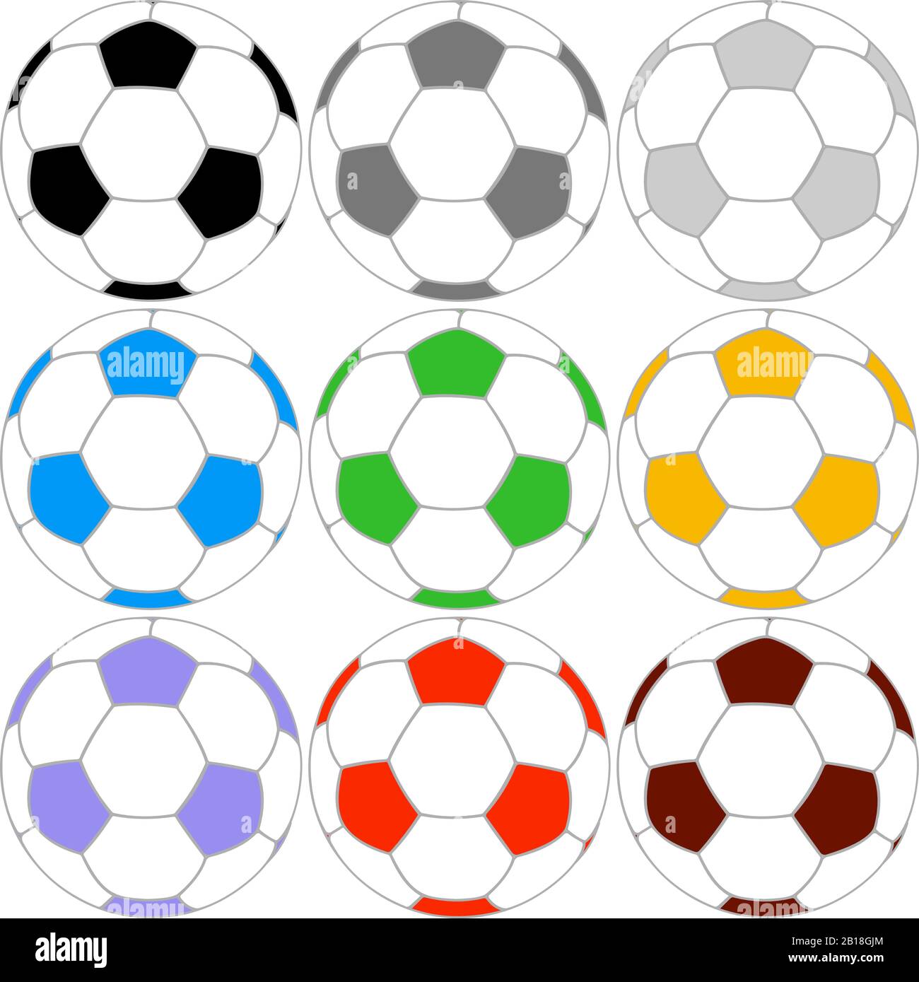 Jeu de couleurs d'icône de ballon de football. Illustration de Vecteur