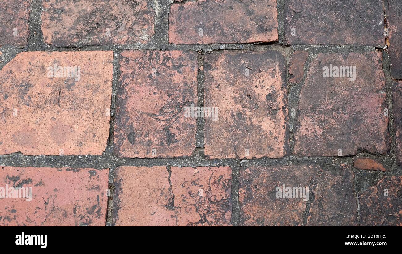 Texture du pavé de briques à trame rectangulaire. Banque D'Images