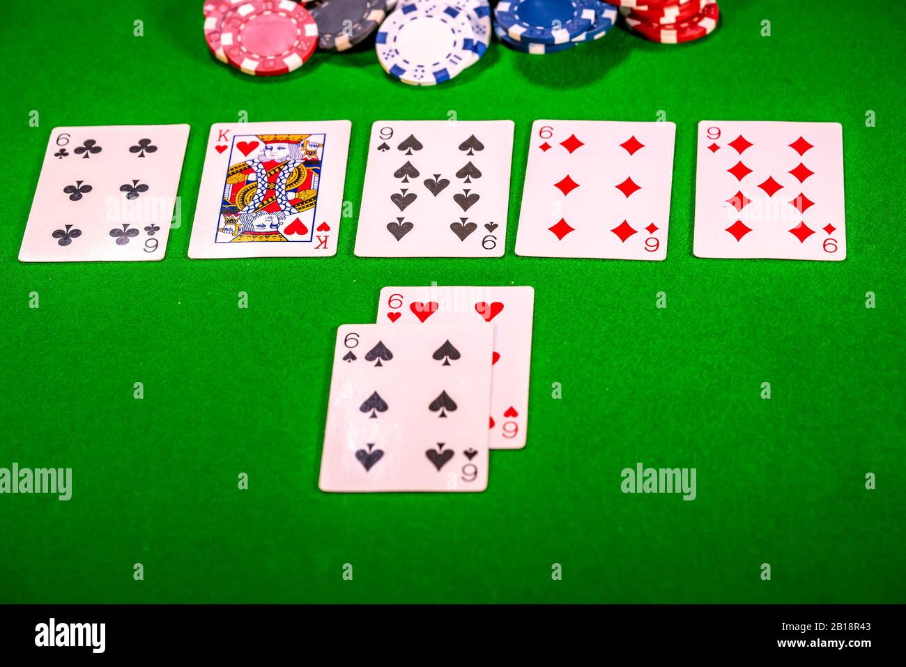 8 Quatre d'une sorte de main gagnante dans un jeu de Texas Holdem poker Banque D'Images