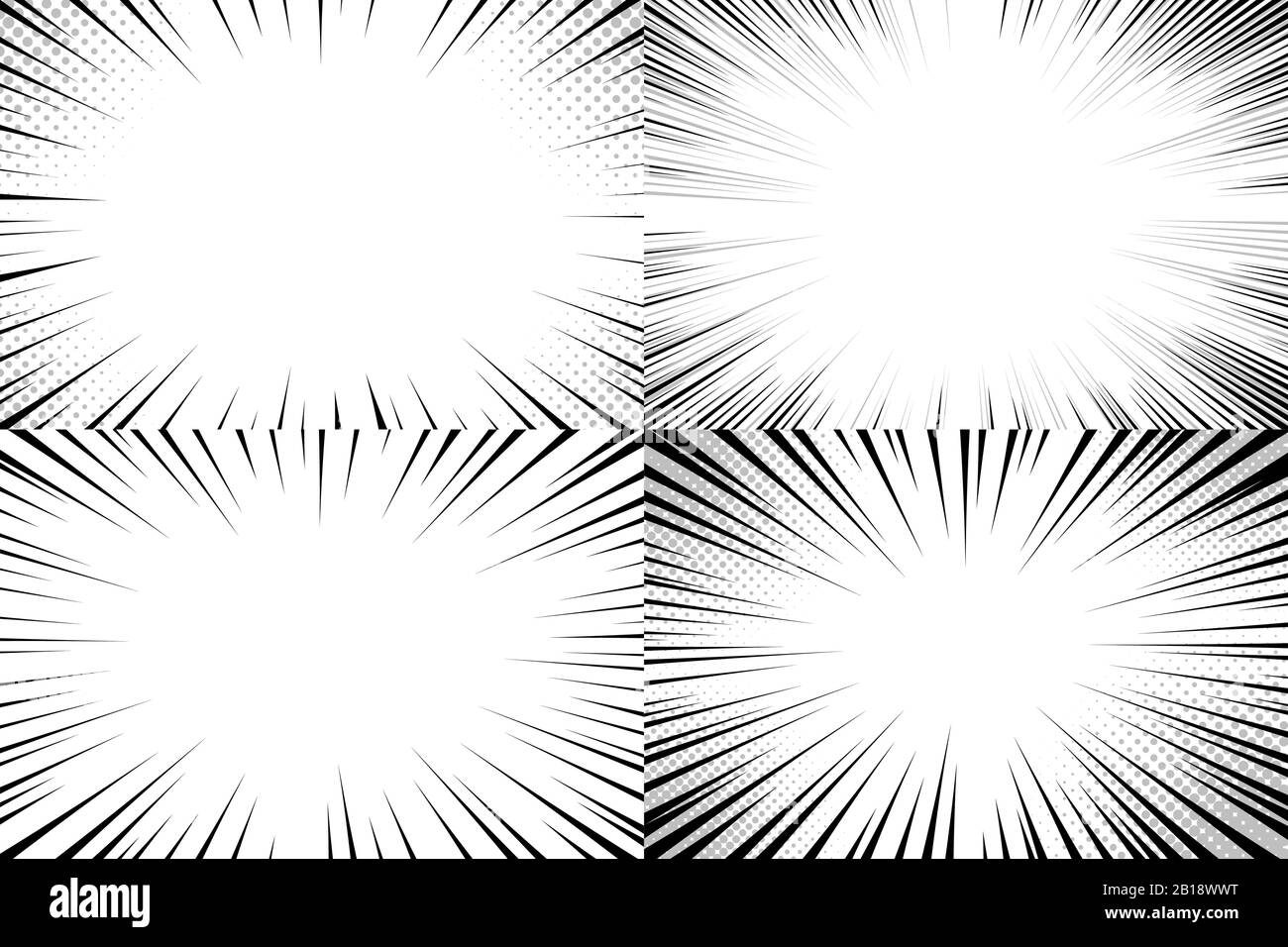 Arrière-plan des lignes de vitesse. Bandes dessinées action, modèle de bandes de ligne rapide et rapide explosion manga ou bandes dessinées vector arrière-plans ensemble Illustration de Vecteur