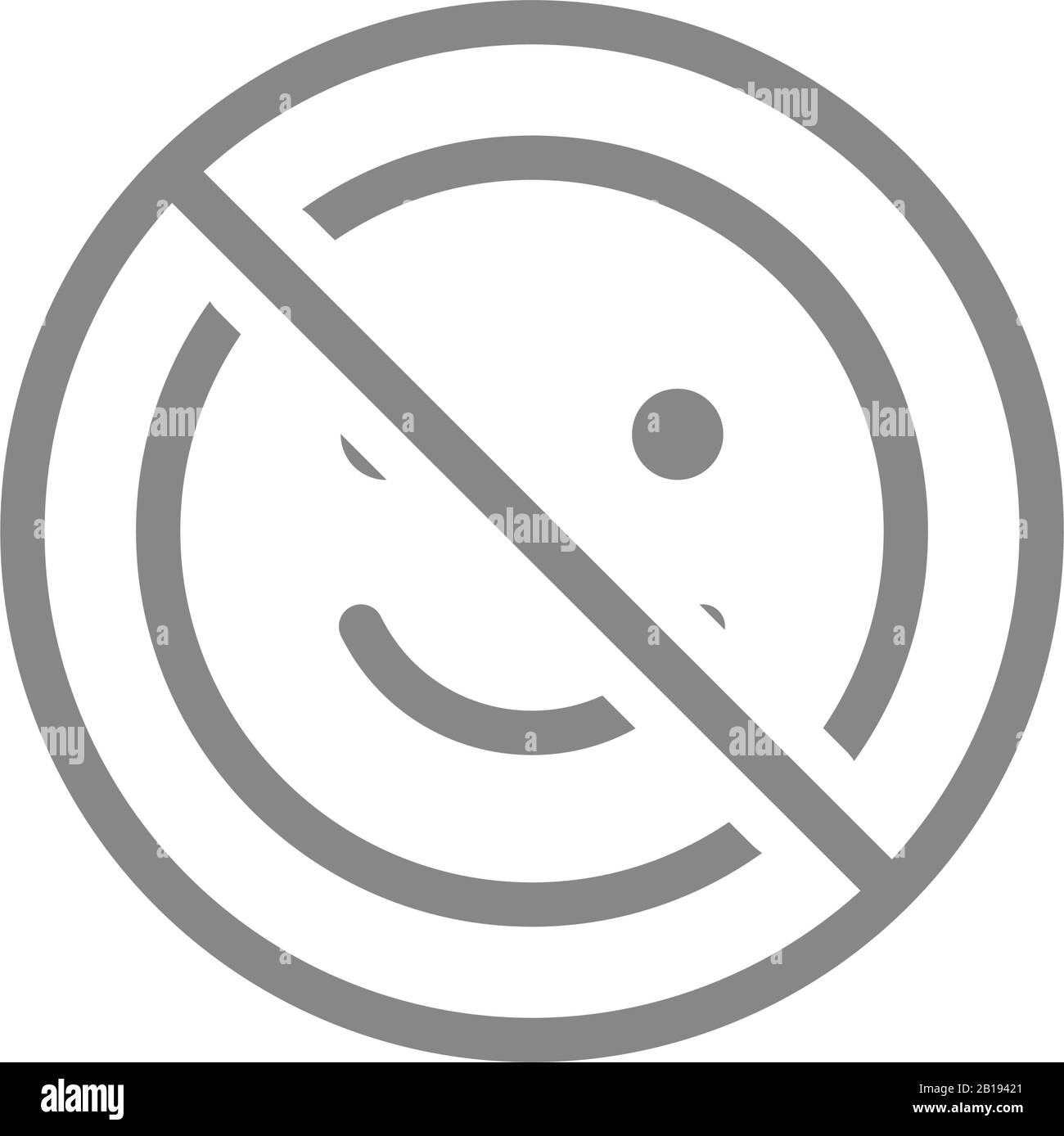 Signe interdit avec un émoji positif, aucune bonne icône de ligne d ...