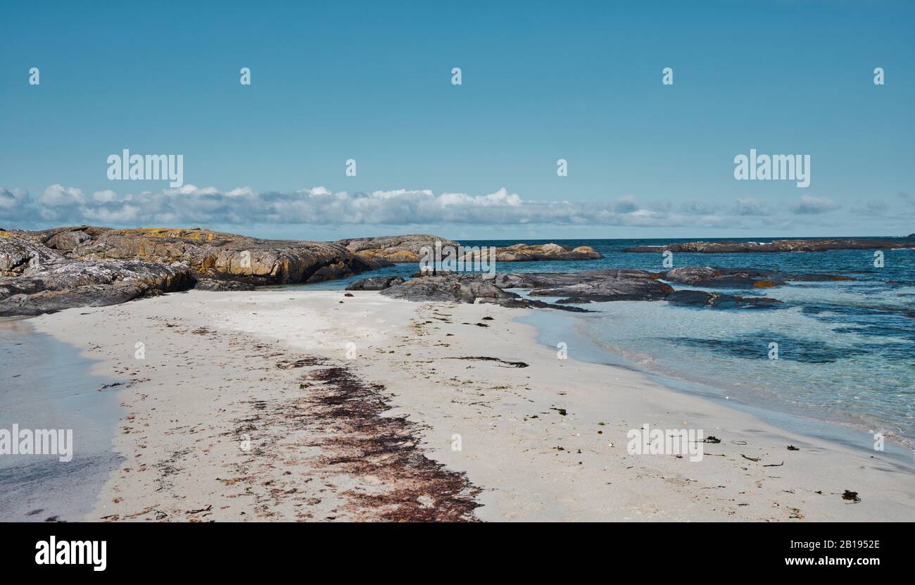 Rive De Sable Entre L'Océan Atlantique À Sanna Bay, Ardnamurchan Peninsula, Lochaber, Écosse Banque D'Images