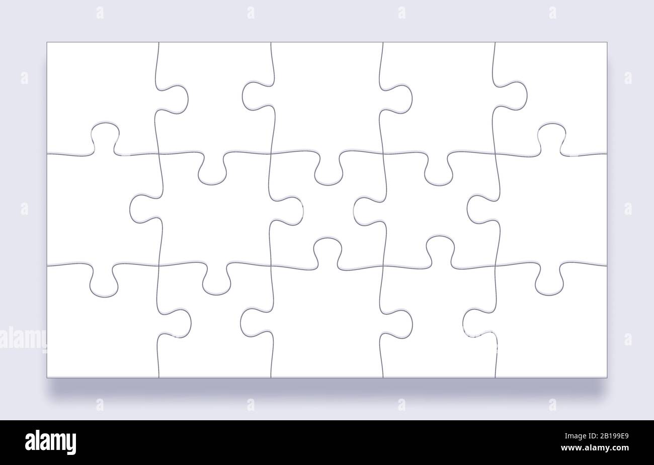 Grille de pièces de puzzle. Carreaux de puzzle, casse-tête pièce et détails de puzzle avec modèle vectoriel de cadre de présentation métier d'ombre Illustration de Vecteur