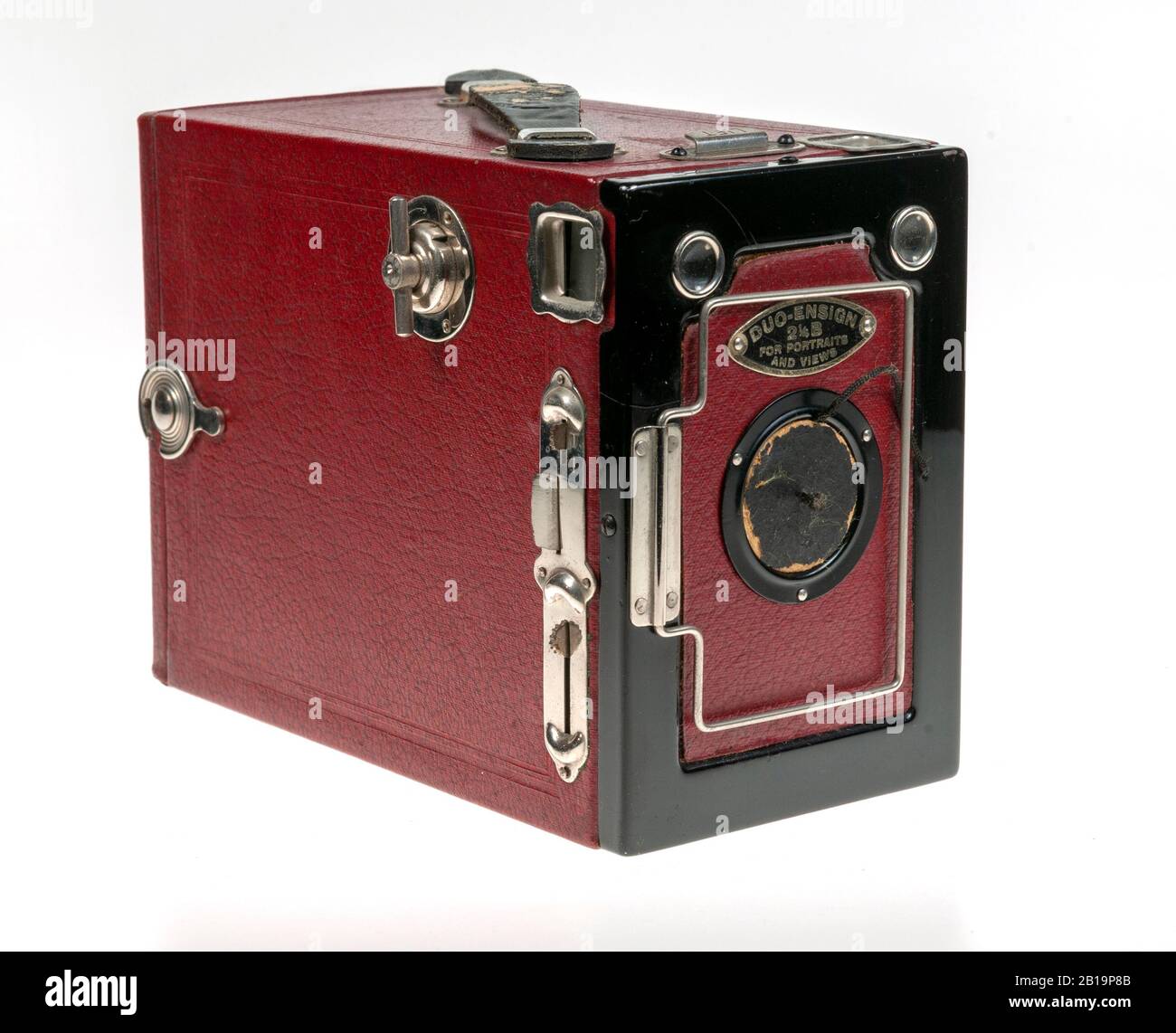 Houghton Box Ensign 211/4 B box caméra couleur rouge. Banque D'Images