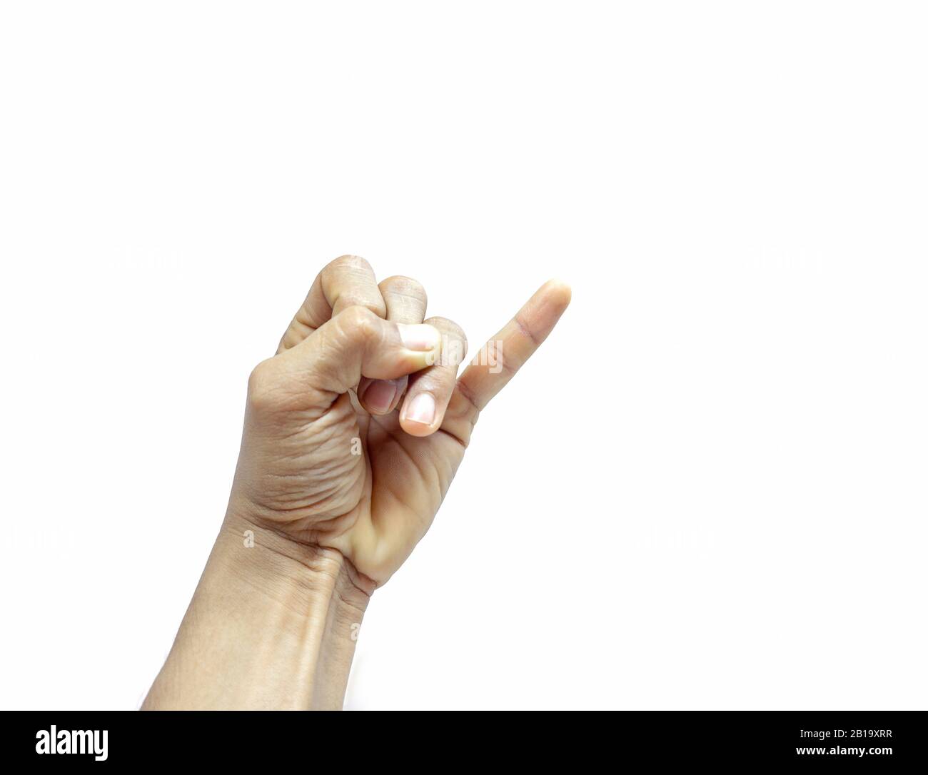 Le symbole homme main petit doigt sur fond blanc Banque D'Images